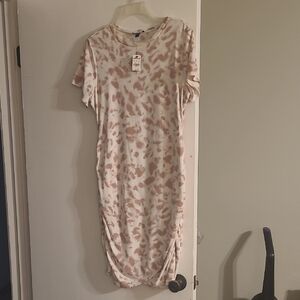 Express Cream and Brown Midi Dress